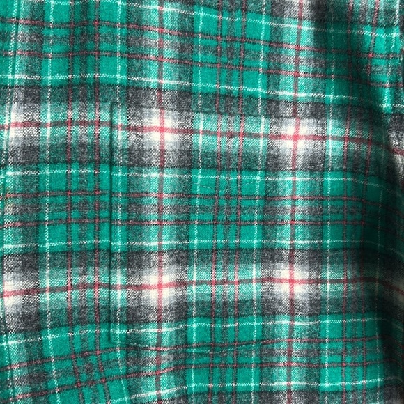 Vintage Pendleton Wool Teal Green |Gray Plaid Men's 60’s -70’s Button Down Shirt - Picture 6 of 17
